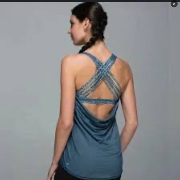 LULULEMON Blue Strappy Back Top - Picture 1 of 9